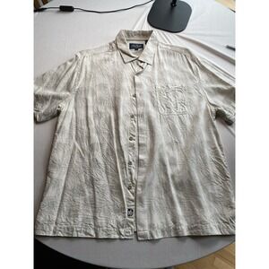Nat Nast Luxury Originals Silk Cotton Blend Shirt Men's Large Cream Palm Print